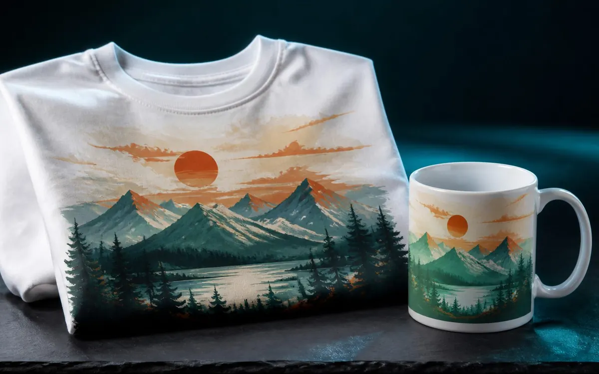 Printed t-shirt, mug and poster tubes